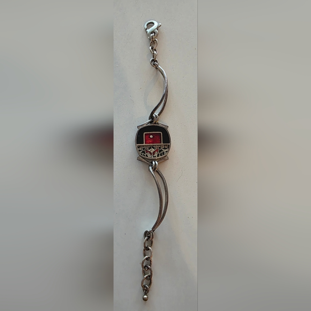 Sterling Silver Red & Black Handmade Artisan Bracelet Ivy Woodrose Michigan
